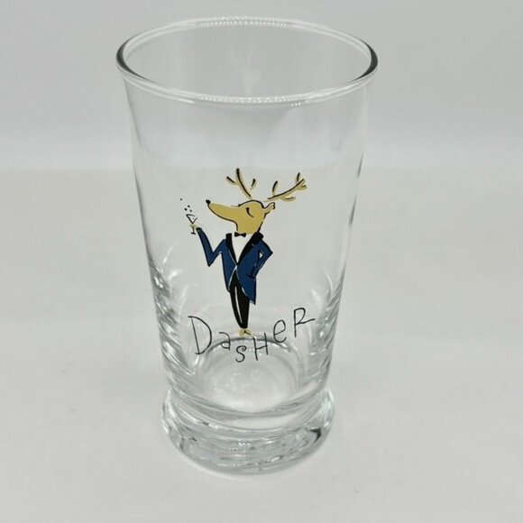 Vintage Pottery Barn Santa's Reindeer 10 Oz. Drinking Glasses Tumblers Set of 8! - Picture 2 of 10